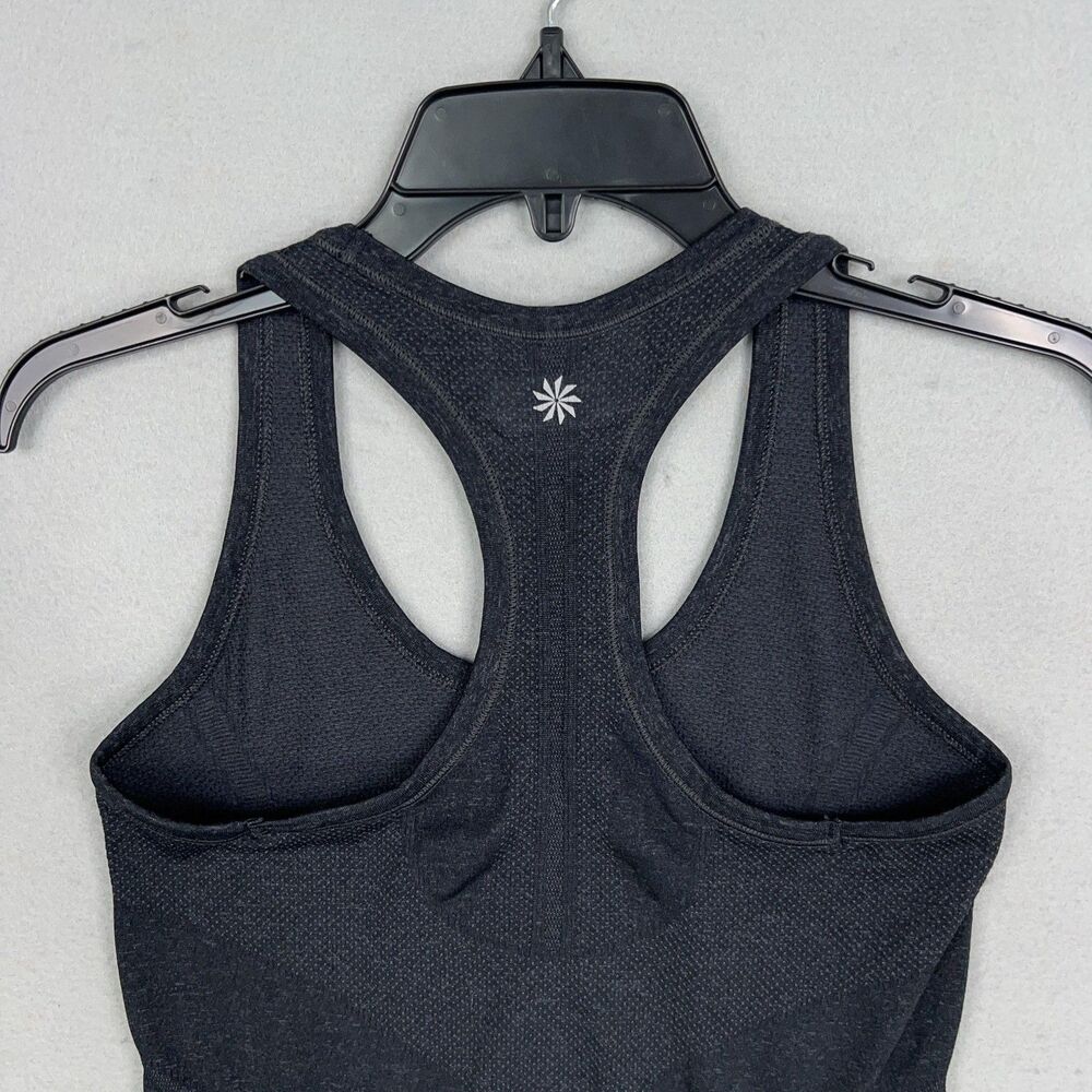 Athleta Top Womens XS Black Fast Track Racer Ruched Athletic Yoga Gym Training - Picture 6 of 12
